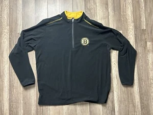 Antigua Boston Bruins NHL 1/4 Zip Up Sweater Men’s Size XL Black/Yellow Pullover - Picture 1 of 7