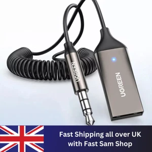 Ugreen Bluetooth 5.3 Car Receiver USB Aux Adapter with 3.5mm Built-in Mic - Picture 1 of 8