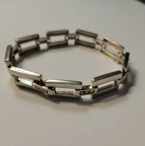 Damen Sterling Silber 925 Armband MARKASITEN offen rechteckig Glieder SIGNIERT LAND - Bild 1 von 12