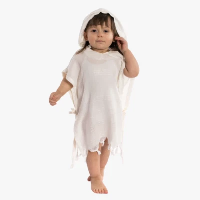 Bamboo Beach Poncho For Kids, Hooded Bath Towel, Poncho Bathrobe Swimming Beach - Image 1 of 3