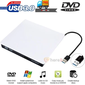 Slim External USB 3.0 CD DVD RW ROM Writer Drive Burner Reader Player PC Laptop - Picture 1 of 12