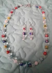 Artist Made 18" Necklace Set In Variety Mellifiori, Facet Crystal,925ss hooks - Picture 1 of 4