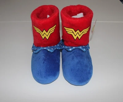 New Kids Girl's Size Small 11-12 Wonder Woman Superhero Warm Slippers Red Blue - Image 1 of 4