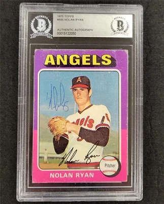 Nolan Ryan 1975 Topps #500 Autographed Card Beckett BAS Angels - Image 1 of 3