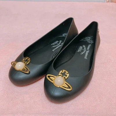 Vivienne Westwood Melissa Black Rubber Pumps Flat Shoes 23.5cm Used - Image 1 of 4