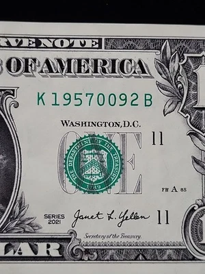 1957 September 2nd Birthday/Anniversary $1 Dollar Note Fancy Serial No. 9-2-57 - Image 1 of 3