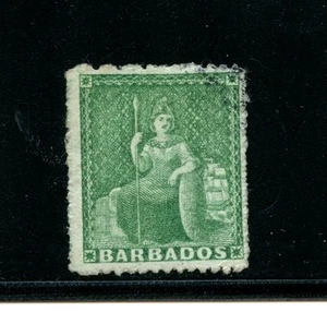 Barbados #10 (B541) Britannia 1/2p pale yellow green, Used, FVF, CV$500.00 - Picture 1 of 2