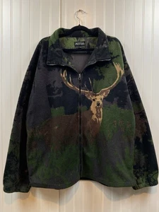 Vintage 90s Moose Antlers Full Zip Fleece Sweater Men’s 2XL Nature Animals - Bild 1 von 11