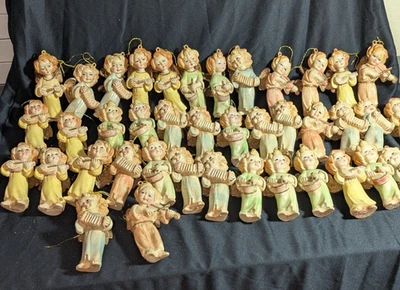 42 Adornos de ángeles musicales de plástico celuloide vintage de 4" alas extraíbles 4 Foto 1 de 4