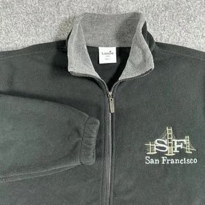 VTG Lanza San Francisco Fleece Jacket Full Zip Gray Mens L Travel - Picture 1 of 10