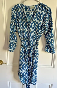 VESTIDO CON CINTURÓN MAEVE ANTHROPOLOGIE FRECUENCIAS AZULES IKAT TALLA PEQUEÑA - Imagen 1 de 5