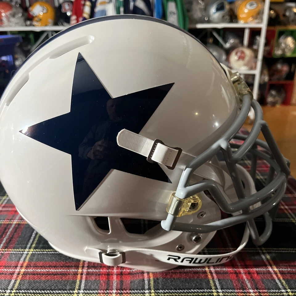 Casco de fútbol americano blanco tamaño completo Dallas Cowboys 2011 calcomanías T/B de Rawlings Foto 1 de 4