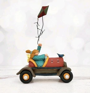 1998 Williraye Studio Girl with Cat in Car with Kite Resin Figurine #WW3102 - Picture 1 of 6