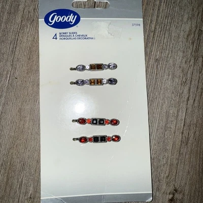 Paquete de 4 prendedores de pasador Goody Bobby Slides estrás vintage 2004 nuevos Foto 1 de 4