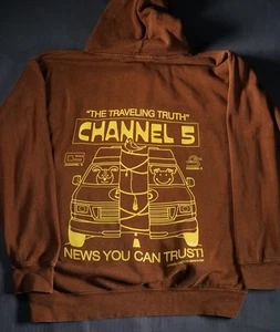 Channel 5 Hoodie Mens Large All Gas No Brakes Digital Journalism Brown Pullover - Picture 1 of 9