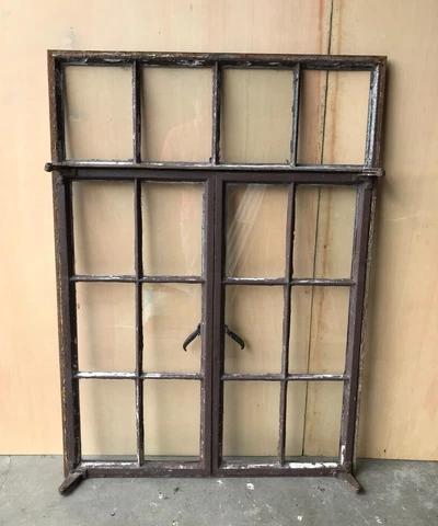 Antique Double 8 Lite Casement Steel Industrial Shop Window 38x52 VTG 1362-22B Cover