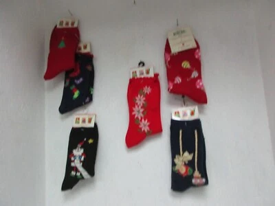 Planet Sox 6 Pairs Christmas Socks  Assorted Colors And Designs Size 9-11 New - Image 1 of 2