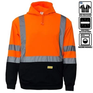 High Visibility Hooded Sweatshirt Class 3 Safety Hoodie,orange or Lime -H8311/12 - Picture 1 of 15