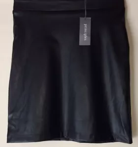 BNWT LADIES BLACK FAUX LEATHER FORMAL SHORT LINED SKIRT *PRINCIPLES*RRP £29 - Picture 1 of 1