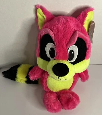 BJ Toy Co Plush Raccoon Pink/Yellow 13” New With Tag - Image 1 of 3