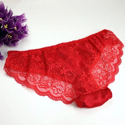 女士丝绸蕾丝内裤全后覆盖比基尼性感内衣透明背部 — 第 1/4 张图片