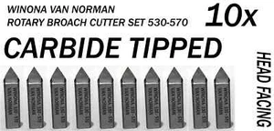 10x WINONA VAN NORMAN ROTARY BROACH CUTTER 530-570 CARBIDE TIPPED K-570 HVK.03 - Picture 1 of 4