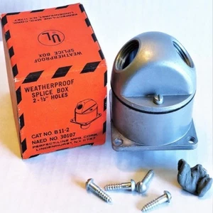 Perfectline WEATHERPROOF ELECTRICAL SPLICE BOX (2) 1/2" Holes with Cover Cast AL - Picture 1 of 4