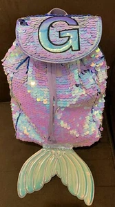 JUSTICE MERMAID MID SIZE BACKPACK INITIAL (C,G) SEQUINS IRIDESCENT SUPER CUTE!! - Picture 1 of 11