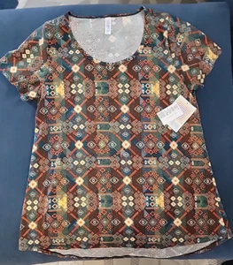 Camiseta clásica LuLaRoe Talla M Mediana con top geométrico de diamantes - Imagen 1 de 10