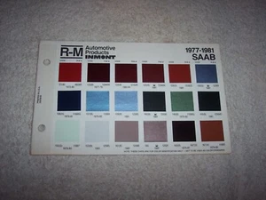 1977-1981 SAAB EXTERIOR R-M PAINT CHIP COLOR CHART   #396 - Picture 1 of 2