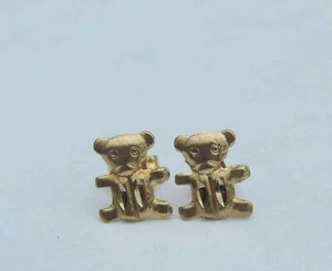 Pendientes de poste de corte de diamante para oso de peluche para niños con dorsos originales - oro amarillo 14 K - Imagen 1 de 3