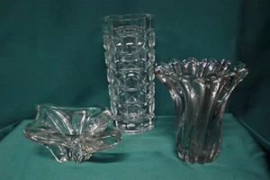 Lotto / Set di tre contenitori / vasi / vases in cristallo / crystal / cristal - Picture 1 of 7
