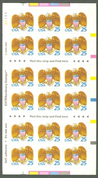 MALACK 2431a, 25c Eagle and Shield,  Booklet Pane, S..MORE.. bp2431a - Image 1 of 1