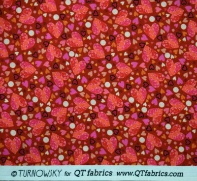 Tossed Hearts 100% Cotton Fabric FQ (18" x 21 inches) by QT Fabrics Hearts Red - Image 1 of 4