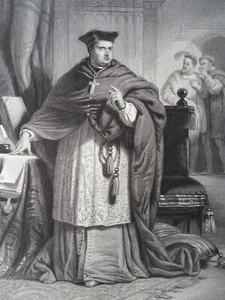 c1884 Antique Print CARDINAL WOLSEY King Henry Vlll - The Royal Shakspere - Picture 1 of 2