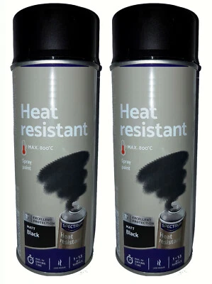 2x SP THERMOLACK-SPRAY Schwarz Matt bis 800°C 2x 400ml HITZEBESTÄNDIG  Abribfest - Bild 1 von 2