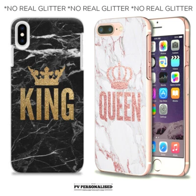 Personalised Phone Case Couple Matching Queen King For iPhone 11 7 8 12 Pro XR - Image 1 of 4