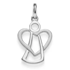 Anhänger Engel Engelchen mit Herz aus 585 Weißgold 12x21mm Damen Halsschmuck Neu - Bild 1 von 3