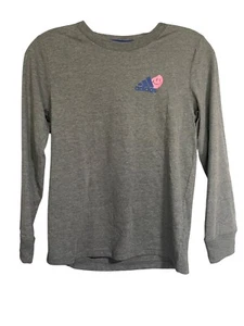Adidas Boys Grey Long-Sleeve Shirt With Front Logo & Graphic Back Design Size S - Picture 1 of 7