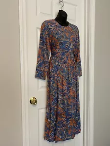 Passports of Pier 1 Imports Multicolor Geometric Print Long Sleeve Long Dress S - Picture 1 of 9