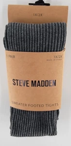 Steve Madden Sweater Footed Tights 1 Pair 1X/2X Gray NEW - Picture 1 of 3