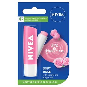Nivea Soft Rose Caring Lip Balm Cares and Supports Natural Rosiness 4.8g