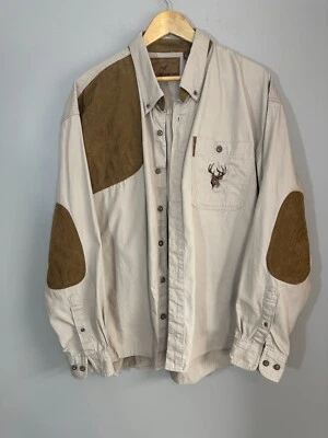 De Colección North River Outfitters Para Hombres XL Larga Slv Camisa Botón Ciervo Buck Codo Parches Foto 1 de 4