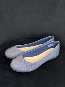 American Eagle Ballet Flats 8 M Blue Denim; Pleated Layered Slip On - Picture 1 of 6
