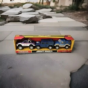 Vintage 3-Pack di Soma Mighty Wheels metallo pressofuso, plastica, Humvee, camion, OMAGGIO SH - Foto 1 di 7