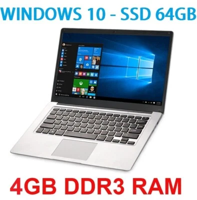 SLIM COMPUTER PORTATILE WINDOWS 10 NOTEBOOK PC LAPTOP SSD INTEL 2 CORE 4gb RAM - Immagine 1 di 4