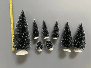 Christmas Village 8 Piece Snowy Pine Trees Assorted Sizes - Picture 1 of 1