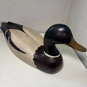Duck Decoy by Chas (Charles) Moore Hand Carved Wood Duck Decoy 16” Signed 1976 - Picture 1 of 10