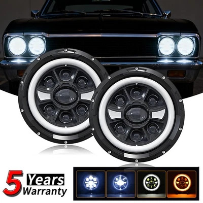 Faros LED redondos de haz alto/bajo para Jeep CJ7 1976-1986 2x 7" pulgadas Foto 1 de 4