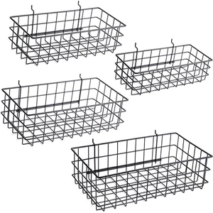 Pegboard Baskets, Set of 4 Black - Hooks to Any Peg Board - Pegboard Accessories - Picture 1 of 12